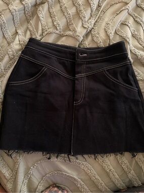 Zara Black Mini Skirt with White Contrast Stitching